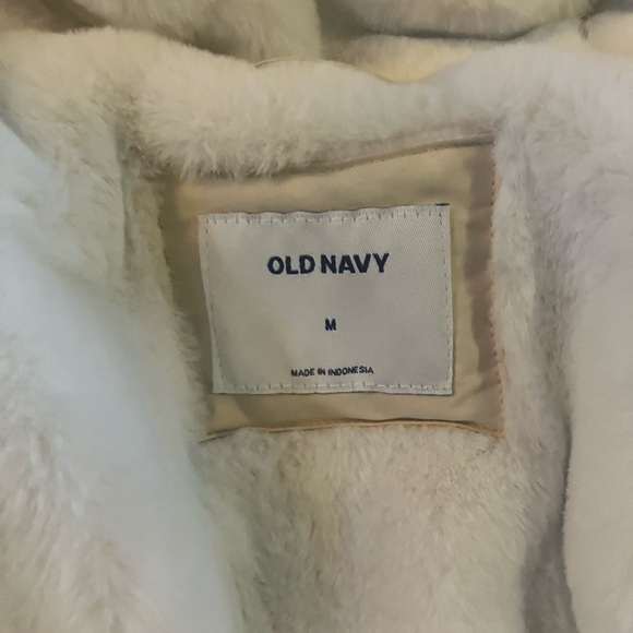 Old Navy Self Care Puffer Coat Fur Lined Side Zip Vents Wish Bone M - Picture 2 of 6
